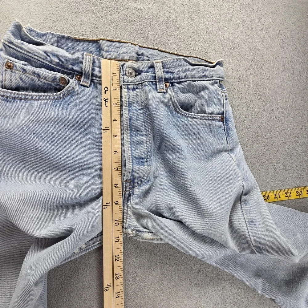 Vintage Levis 501 Jeans Mens Blue Light Wash Button Fly Made In USA Fits 27x30